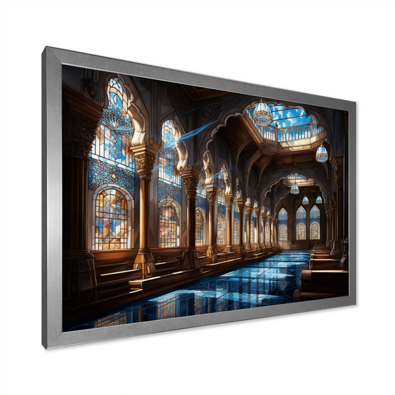 " Hinduisim Art Gurudwaras Sacred ", Silver Picture Framed, 12" H x 20" W x 1" D