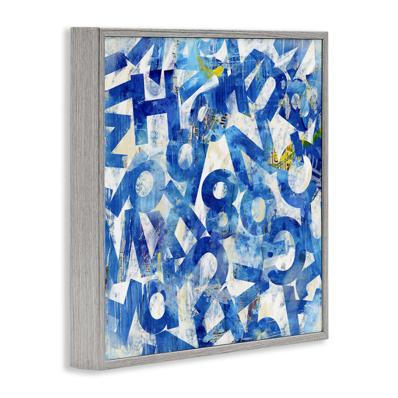"Blue Typographie Collage", estampe numérique par Laura Gibson, Estampe numérique Farmhouse, H 24 po x l 24 po