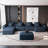 Modular Sectional Sofa with 2 Ottomans (Blue)
