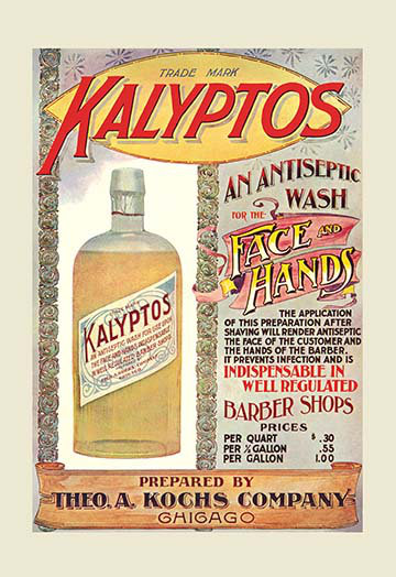 Kalyptos antiseptiques pour barber, impression encadrée, H 42 po x l 28 po x P 1,5 po