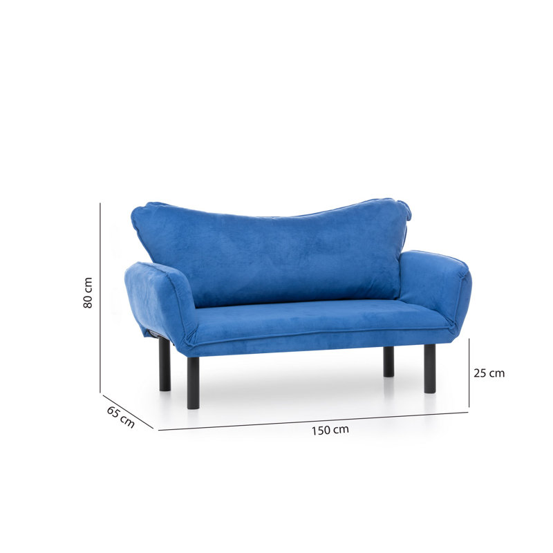 Canapé-lit à accoudoirs arrondis 61,42 po Marlowe, Polyester bleu