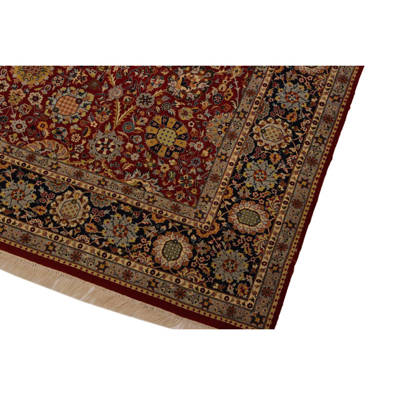 Tapis de zone en laine rouge/brune 8 pi x 10 pi 3 po one-of-kind à la main noué la Parrino