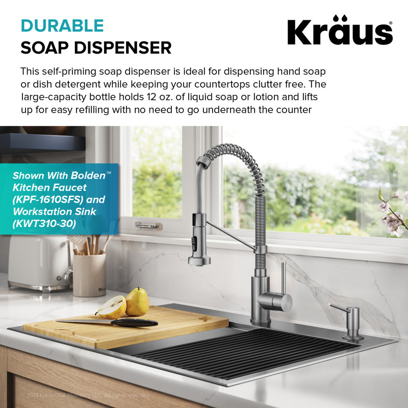 Stainless Steel Spring Loaded Kitchen Soap Dispenser