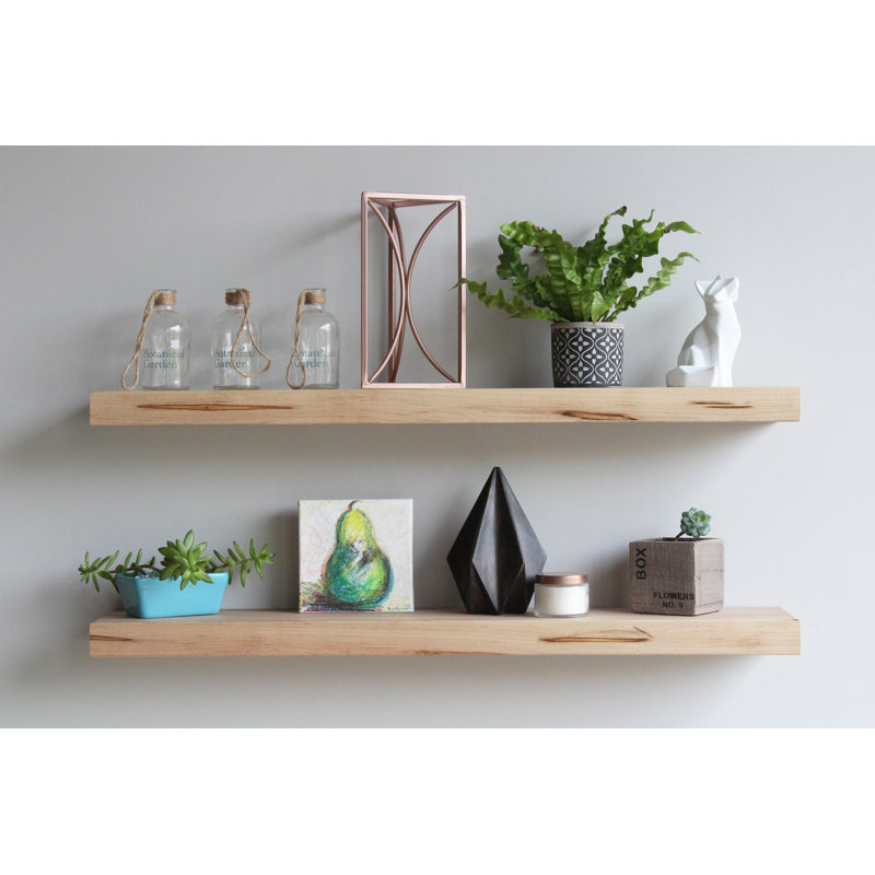 Ginny 2 Piece Maple Floating Shelf, 2" H x 36" W x 7" D