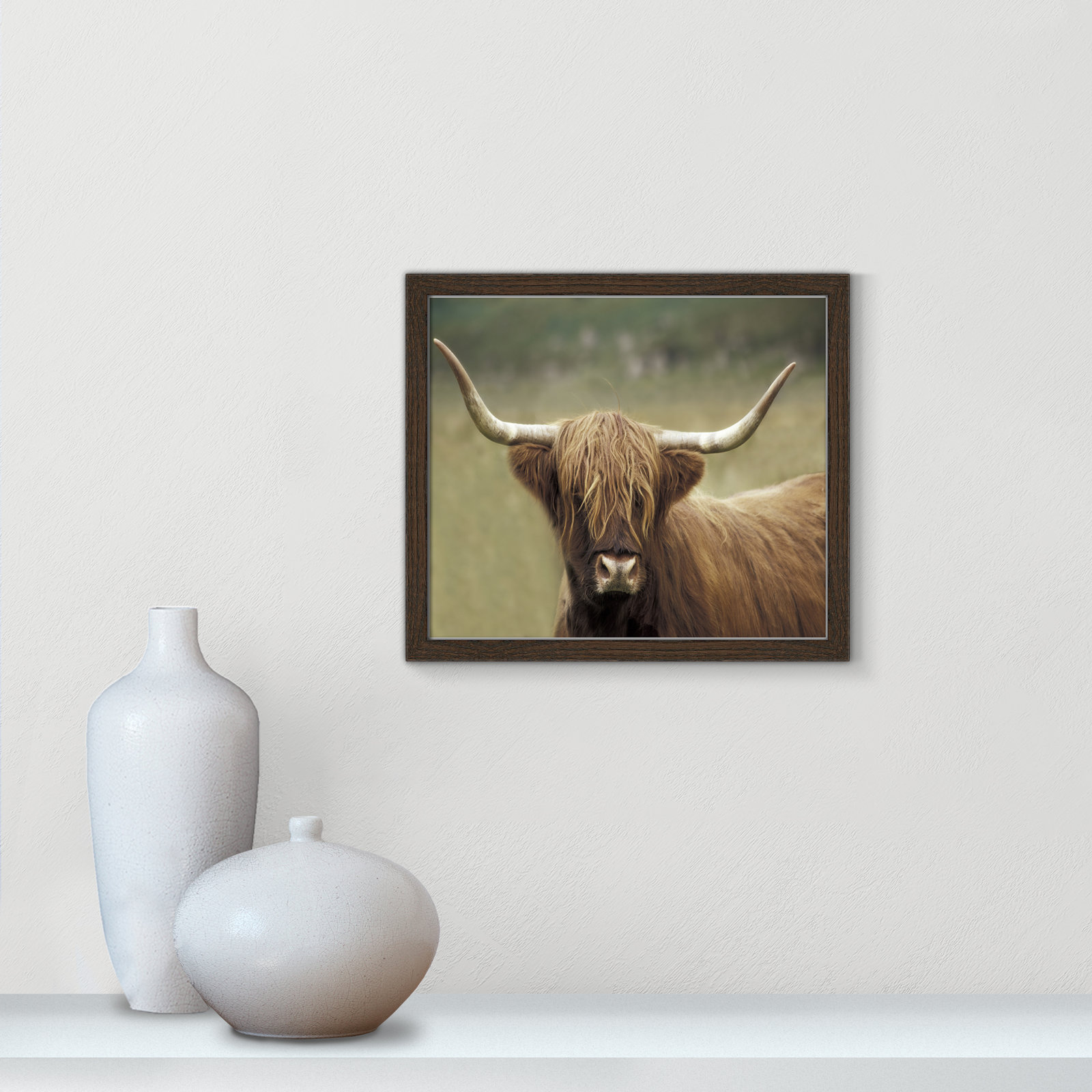 Frederic "Highland Afternoon" Print, 13" H x 15" W x 0.75" D, Walnut Wood Grain Framed