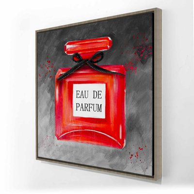 Perfume Red Bottle - Toile encadrée pour décor de chambre rouge