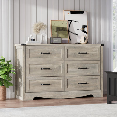 Commode 6 tiroirs 47,24 po en bois aggloméré avec poignée en métal Jennievieb