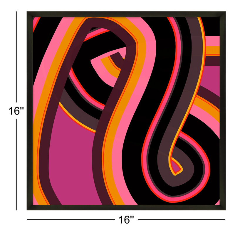 Neon Twist Print by Jacques Pilon, Black Wood, 16" H x 16" W x 1.25" D