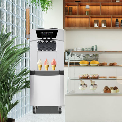 2200W 2+1 Flavour Soft Serve Ice Cream Machine, Vertical Commercial Ice Cream Machine