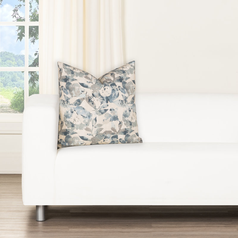 Magnolia Home Fashions Misty Spa Accent Pillow, Blue Floral, Polyester, 18"H x 18"W
