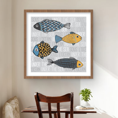 Illustration d'un poisson nautique - impression encadrée avec passe-partout