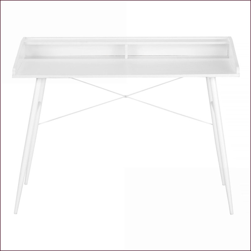 Bureaux, bureau d'ordinateur moderne de 47,25 po avec huche de rangement et amp; Casiers en métal blanc Stratifié | Blanc | Panneau de particules