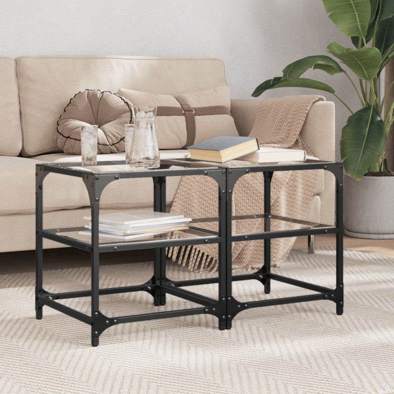 Cuerdas Coffee Table with Storage, 45cm H x 40cm L x 40cm W, Transparent