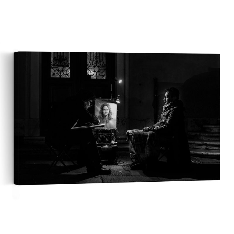Night Street Portrait Dramatic Abstract Contemporary City Portrait Wall Art Print 1 Piece Wrapped Canvas Wall Art