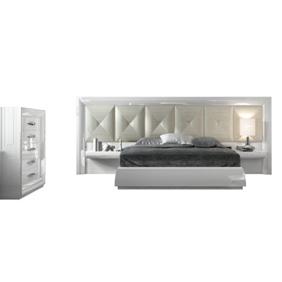 Annalya 4 Piece Upholstered Faux Leather Bedroom Set