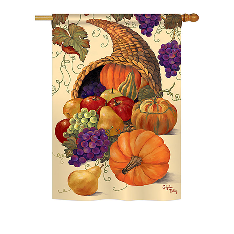 Drapeau maison en polyester 2 côtés cornucopia, H 40 po x l 28 po