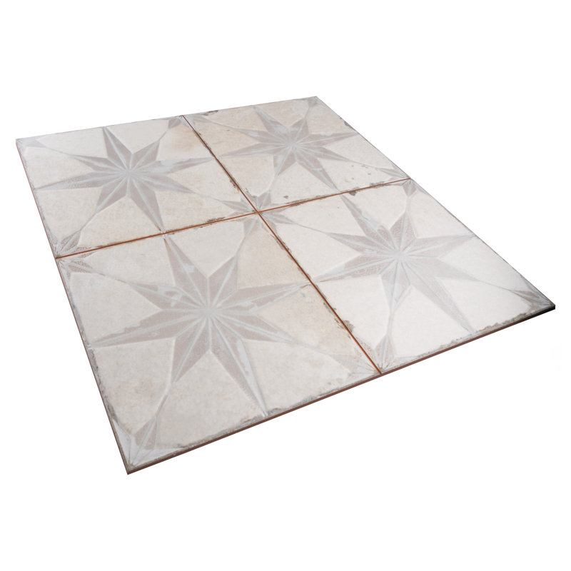 Kings 18" x 18" Ceramic Patterned Wall & Floor Tile, White