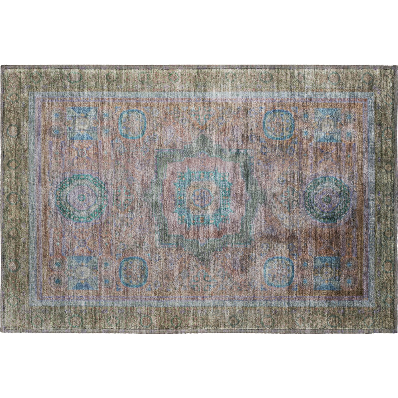 Premium Machine Washable Mayfield AMF2159 global Rug, Rectangle 1'8" x 2'6", Copper