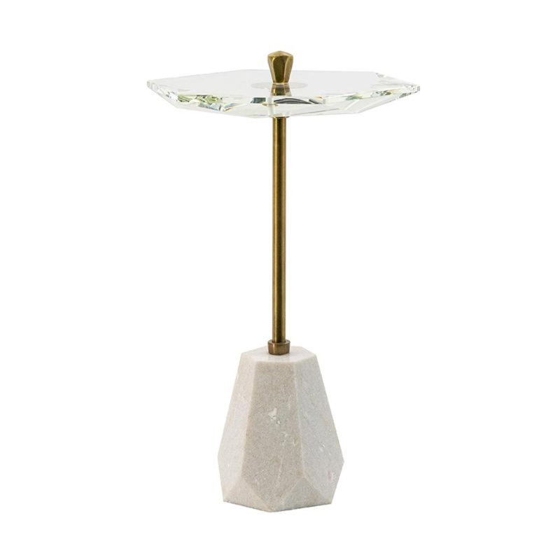 Table de bout à piédestal en verre