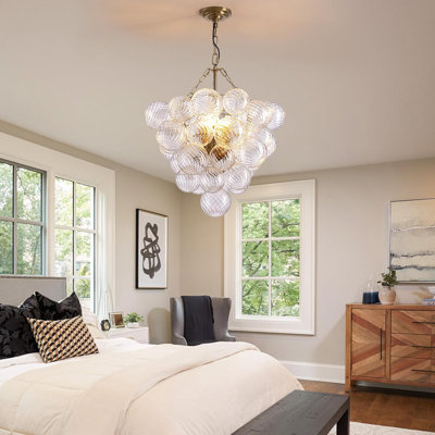 Modern Gold Bubble Chandelier Lighting With Swirled Glass Shades, Adjustable Height, And Dimmable E12 Sockets For Dining Room, Bedroom, And Kitchen
