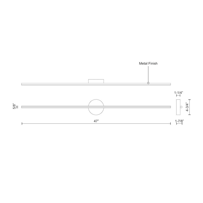 Chute 1 - Light LED Wallchiere, Black, 4.75" H x 47" W x 1.875" D