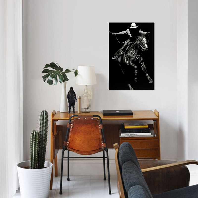 « scratching rodeo iii », impression sur toile, H 40 po x l 26 po x P 1,5 po, Toile tendue, Pas de tapis