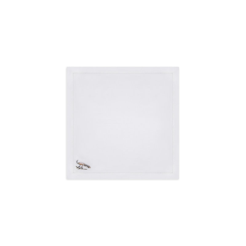 Bird Motif Embroidered Linen Napkins