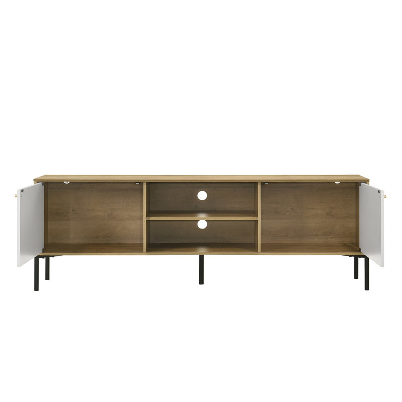 White and Oak 2-Door TV Stand