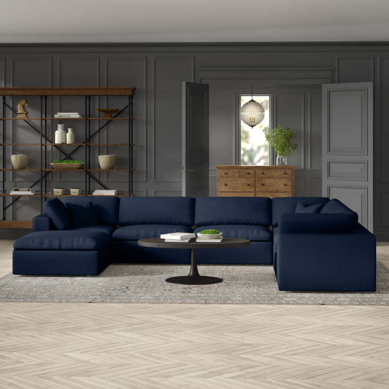 Burrows, Tissu texturé en lin bleu marine