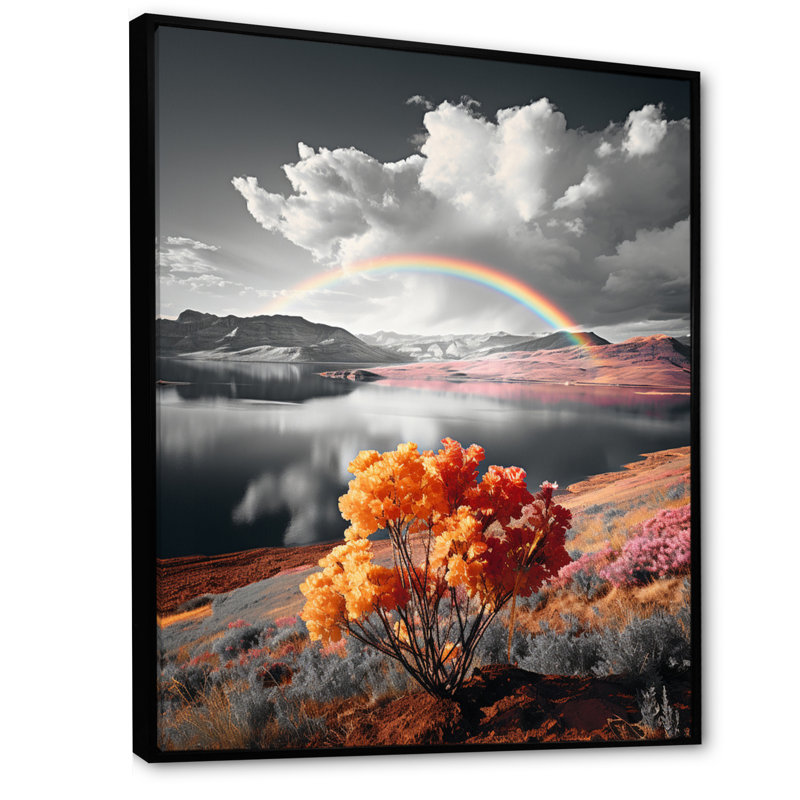 " Rainbow Chromatic Contrast Landscape ", 20" H x 12" W x 1" D, Black Floater Framed