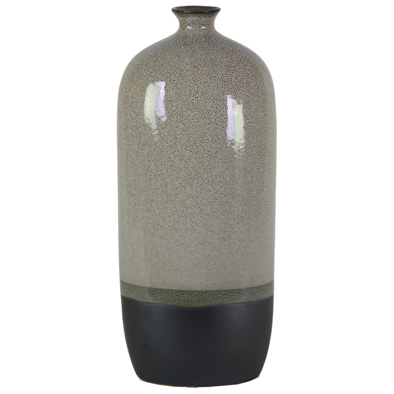 Perri Stoneware Table Vase, 13.5" H x 5.5" W x 4.5" D, Gray