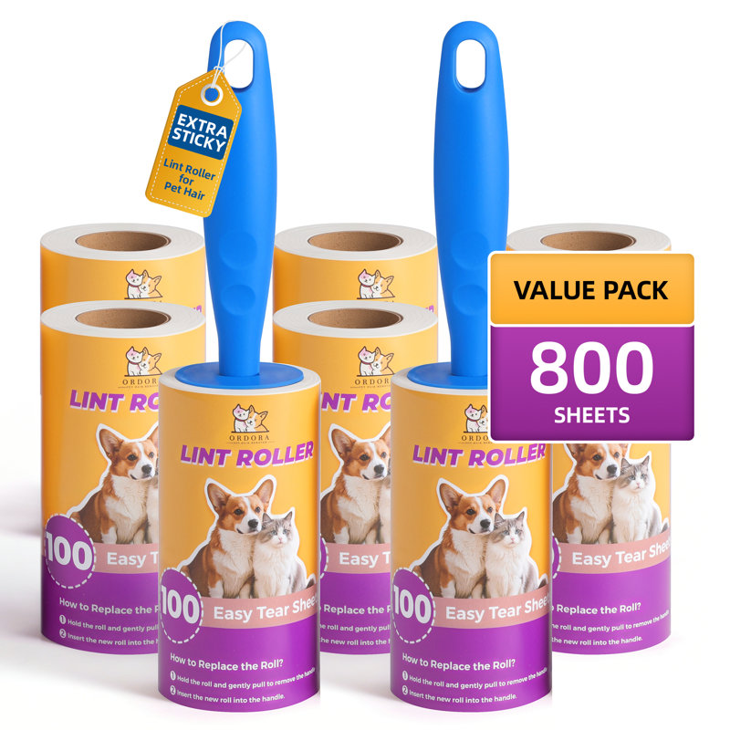 Rouleau à peluches extra collant pour poils d'animaux - 800 feuilles (paquet de 8) épilateur pour chien et chat