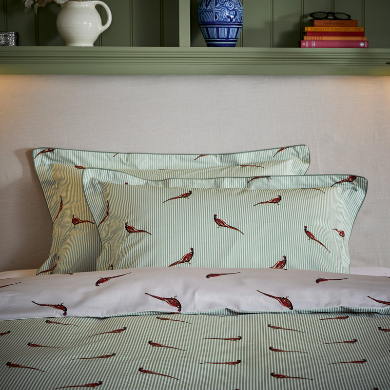The Pheasant Cotton Duvet Cover Set, Super King Duvet Cover + 2 Pillowcases