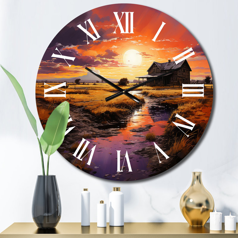 Barns Serenading Sunset - Countryside Wall Clock, Small