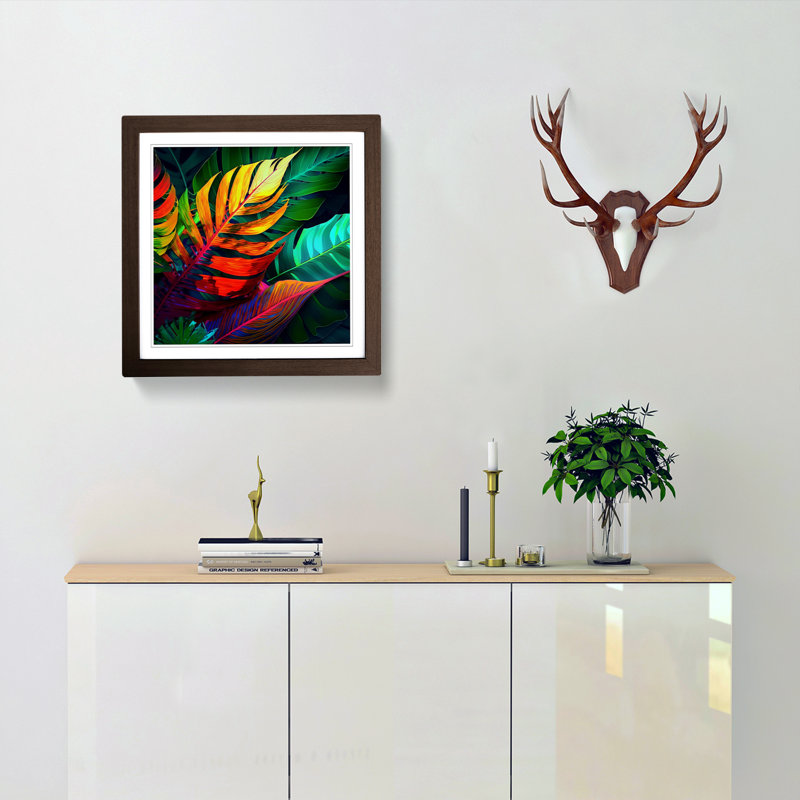 Tropical Leaf Abstract Expressionism No.1 - Framed Print, Walnut