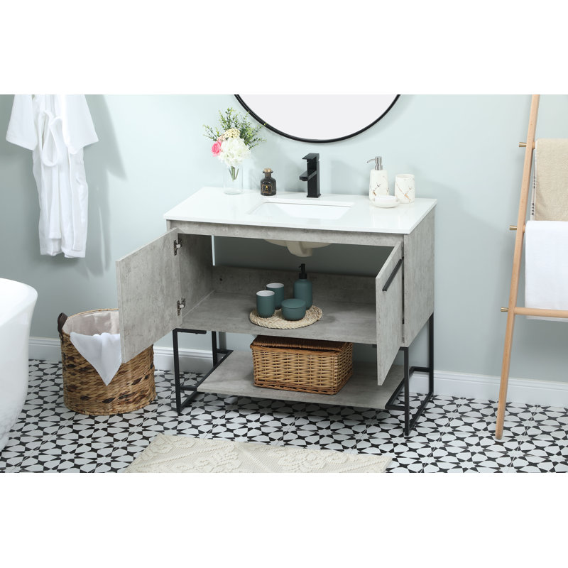 Ensemble de meuble-lavabo simple 40 po Rozell, Gris béton
