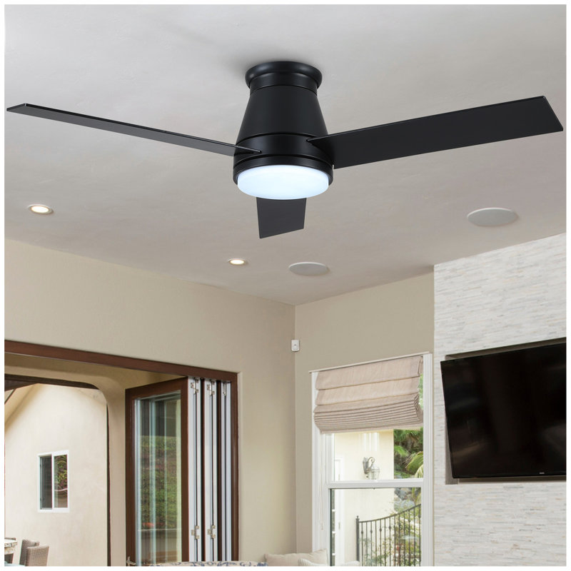 48" Lowe Profile Ceiling Fan With Light, Black