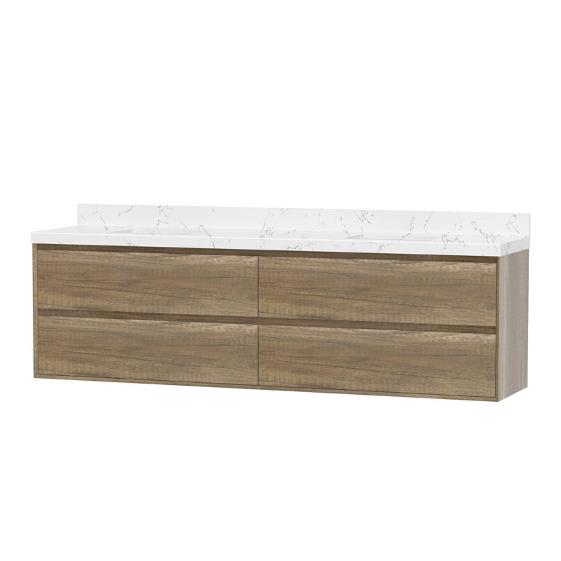 Meuble-lavabo flottant 84 po avec comptoir en pierre de 84 po, 84" W