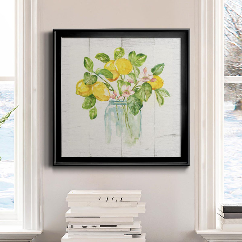 Lemon Branches II - peinture sur toile encadrée, Noir, H 34,5 po x l 34,5 po x P 1,5 po