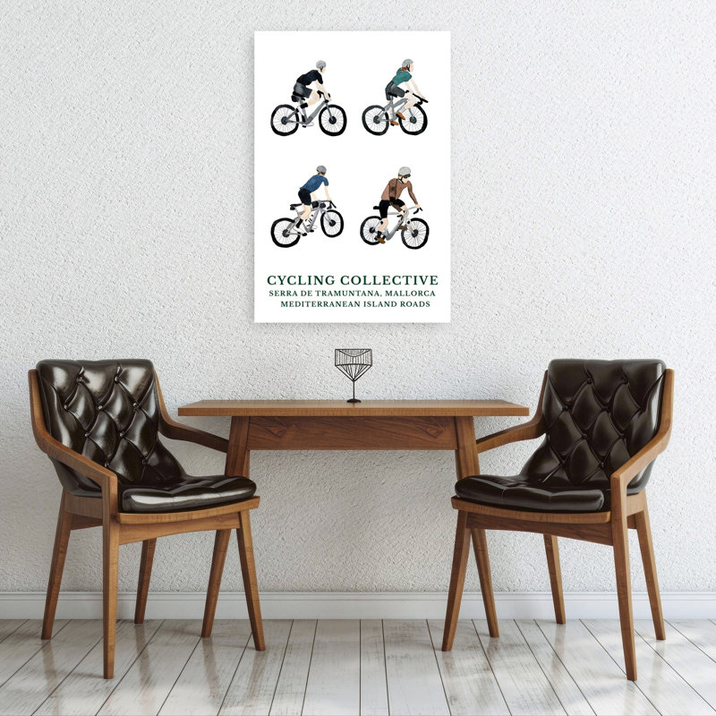 Art mural contemporain aquarelle à vélo, 36" H x 24" W