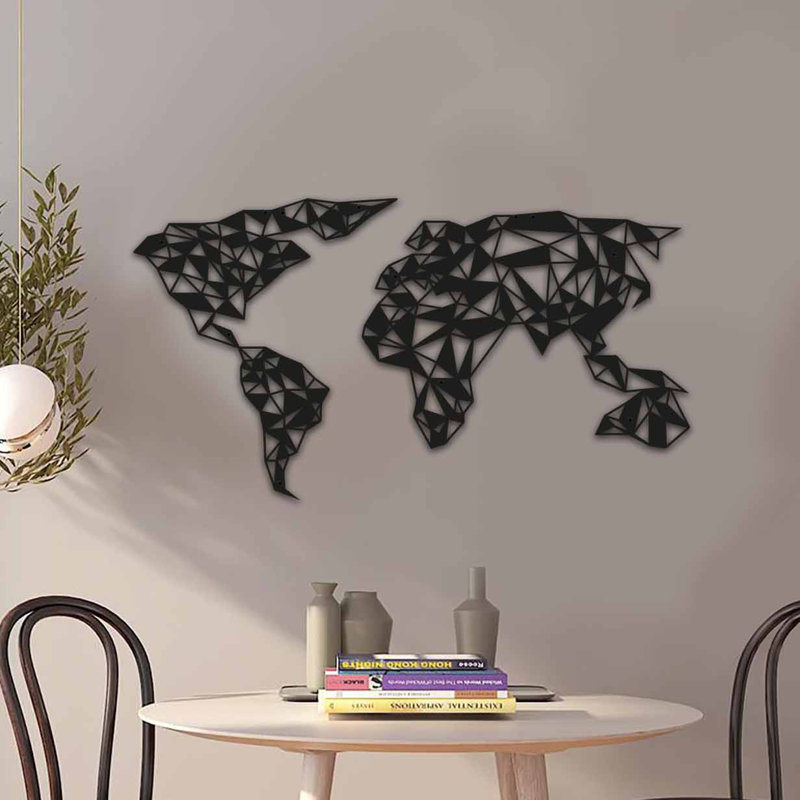 Élégant accessoire mural décoratif en métal, finition noire, 34,3 po x 18,5 po | Fabrication 100% métal, épaisseur: 0,06 po | Fixation murale facile avec pièce arrière, parfaite pour la décoration moderne et les espaces élégants