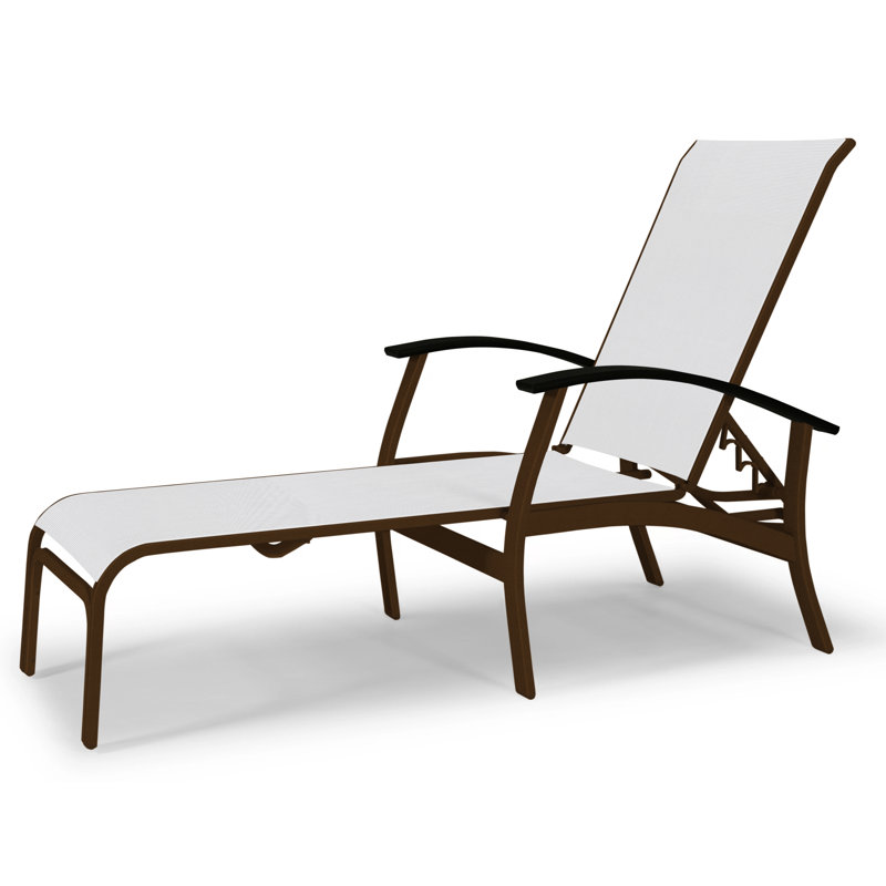 Askar Outdoor Rust-Resistant Metal Chaise Lounge, Black 5D Sunbrella®, Textured Kona, White P50