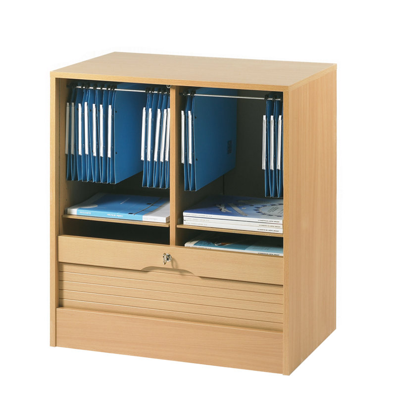 Cauley 1 -Door 8 -Shelf Tambour Unit, Beech