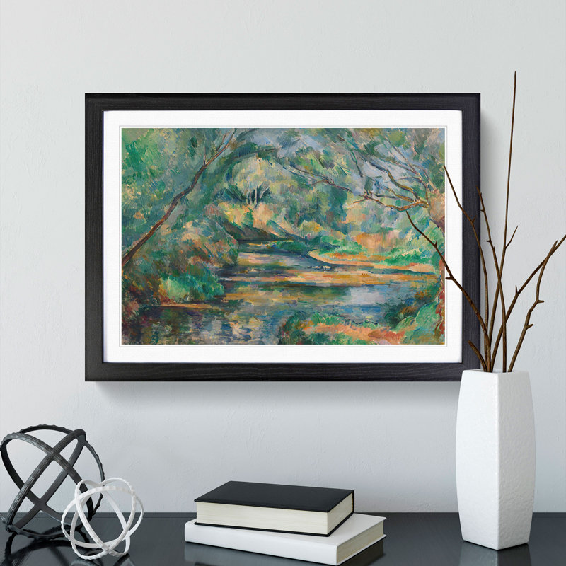 The Brook by Paul Cezanne - Picture Frame Painting, 48cm H x 65cm W x 2cm D, Black Framed