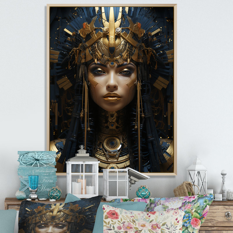 Égypte, anciens mystères Pharaon II sur toile, Cadre naturel flottant, H 32 po x l 24 po x P 1 po