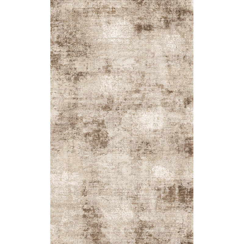 Tapis brun élégant à motif abstrait Aurora, Rectangle 3 pi 4 po x 5 pi
