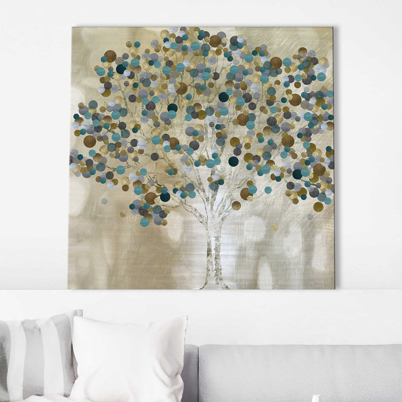 «A Teal Tree (Square)» par Katrina Craven, reproduction, Toile tendue, H 28 po x l 28 po x P 1,5 po