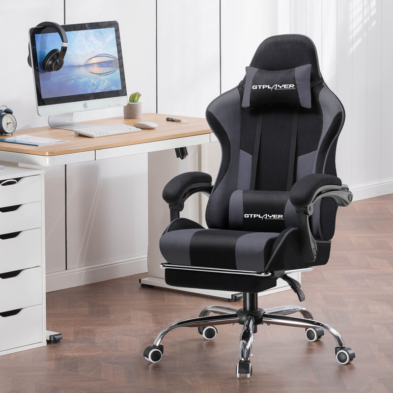 GTPLAYER Adjustable Reclining Ergonomic Swiveling PC & Racing Game Chair with Footrest, Red