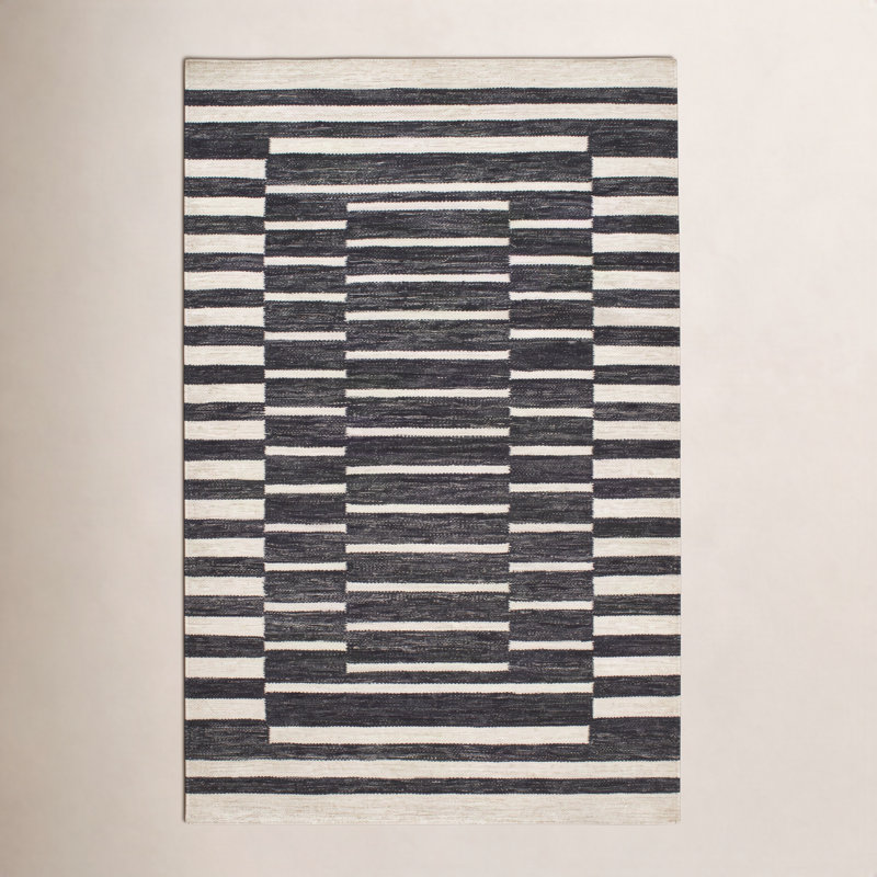 Heights Charcoal Handwoven Wool Rug, Rectangle 2' x 3'
