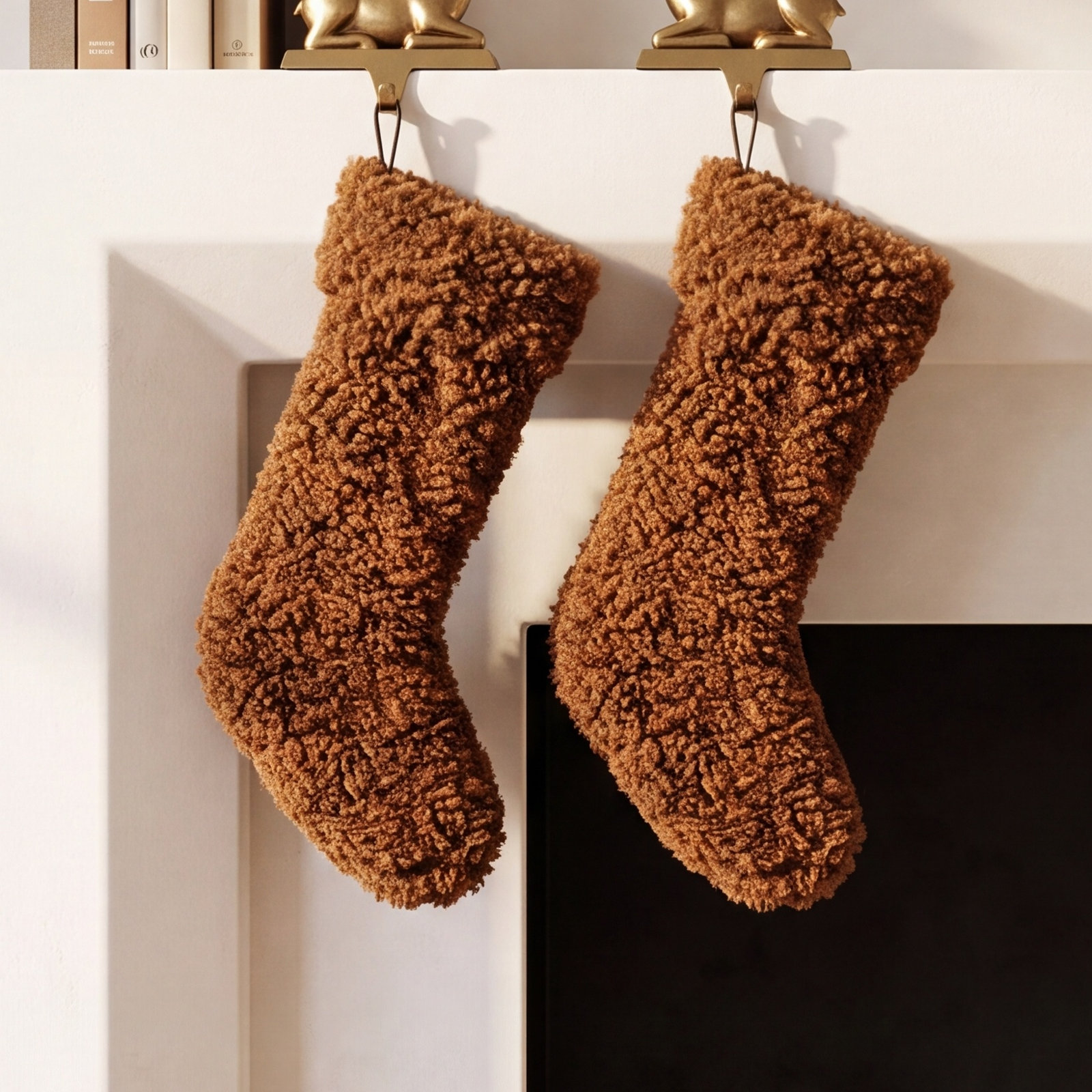 Sherpa Fabric Stocking, Brown